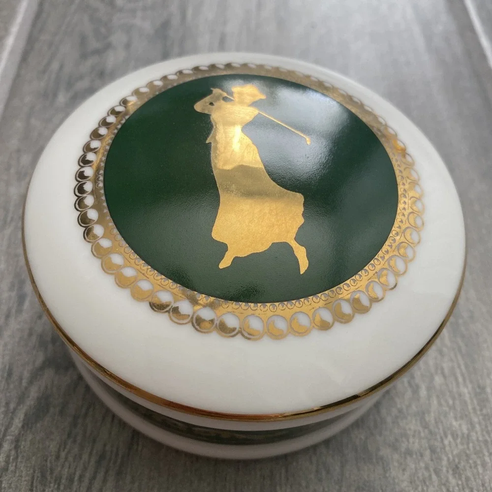 PAPEL Freelance Trinket Box Lady Golfer Fine Bone China 1996 Made In Thailand